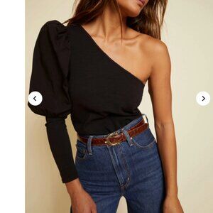 NWT Nation LTD Black Zahira One Shoulder Tee